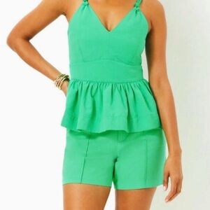 Lilly Pulitzer Green Peplum Top Crishna NWT